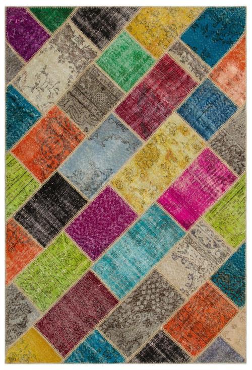 Iskece Bej Patchwork Etnik Modern Desenli Yün Hav Toz Vermez Leke Tutmayan Salon Yolluk Mutfak El Dokuma Halı