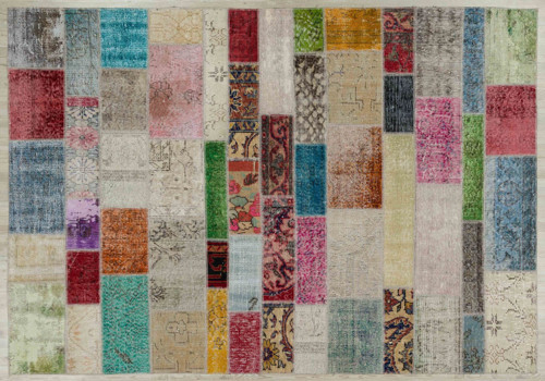 Bej Patchwork Etnik Modern Desenli Yün Hav Toz Vermez Leke Tutmayan Salon Yolluk Mutfak El Dokuma Halı
