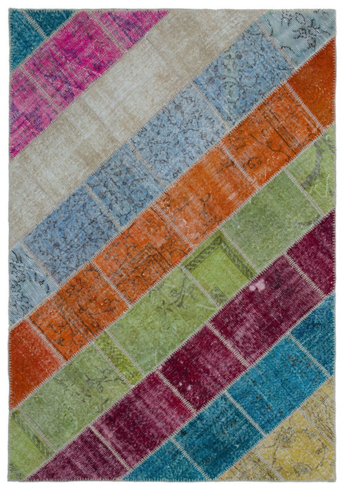 Iskece Bej Patchwork Etnik Modern Desenli Yün Hav Toz Vermez Leke Tutmayan Salon Yolluk Mutfak El Dokuma Halı