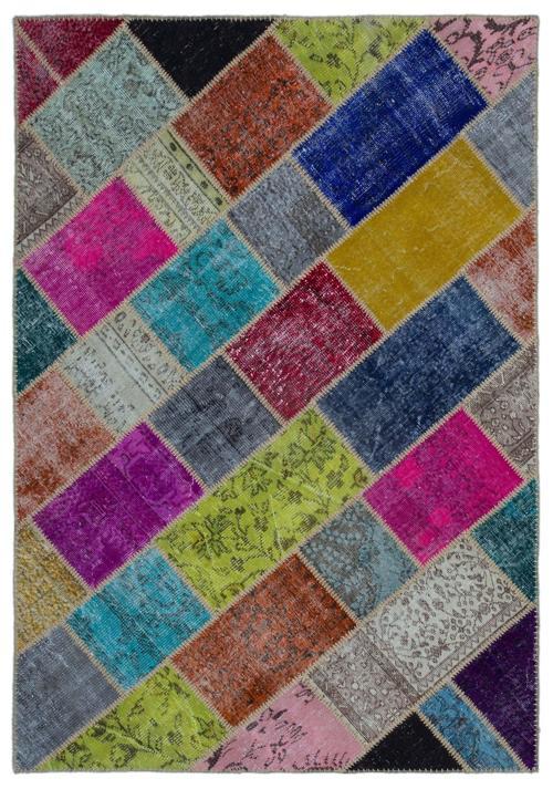 Iskece Bej Patchwork Etnik Modern Desenli Yün Hav Toz Vermez Leke Tutmayan Salon Yolluk Mutfak El Dokuma Halı