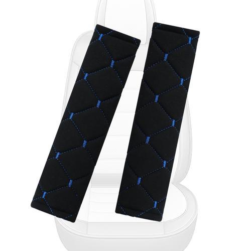 Siyah Baklava Desenli Yumuşak Siyah Kumaş Emniyet Kemer Kılıfı Çift Takım KMSD-01