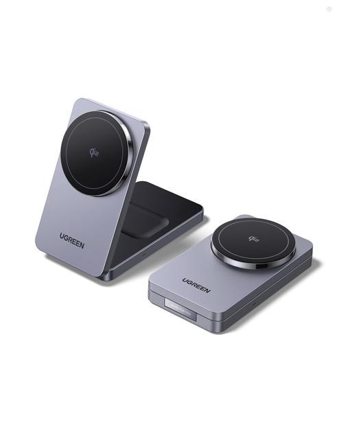 2'si 1 Arada 30W Magnetik Wireless Kablosuz Şarj Cihazı, Siyah, 45023