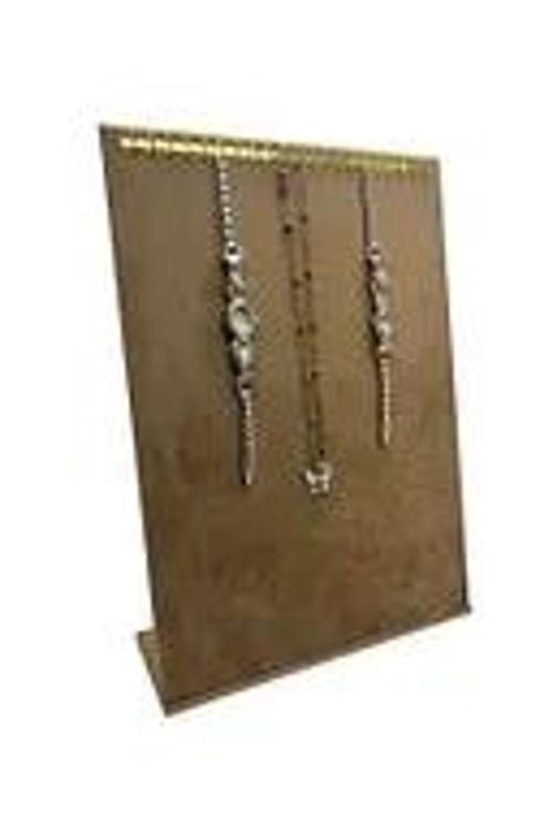 Süet Kumaş Sütlü Kahve Renk Tırnaklı Ayaklı 24/34 Cm Tesbih-Kolye-Zincir Sergileme Standı