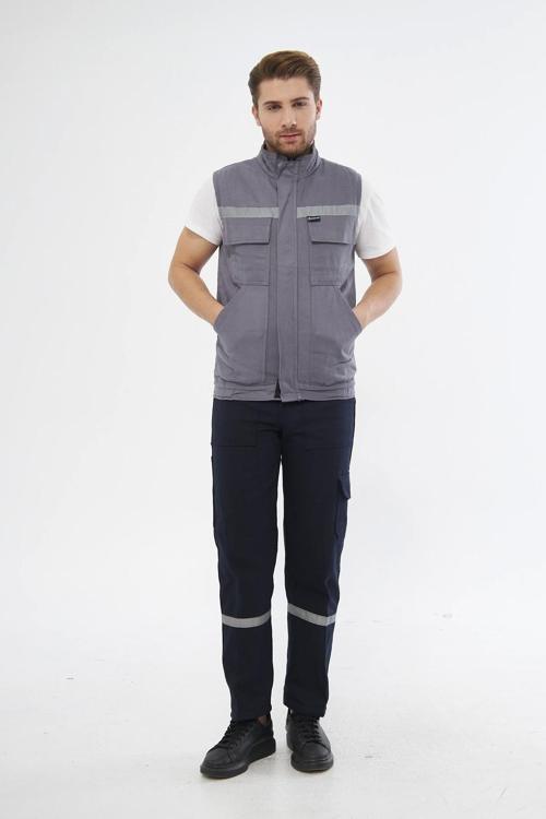 Yelek 7/7 Gabardin %100 Pamuk Kapitoneli Reflektörlü