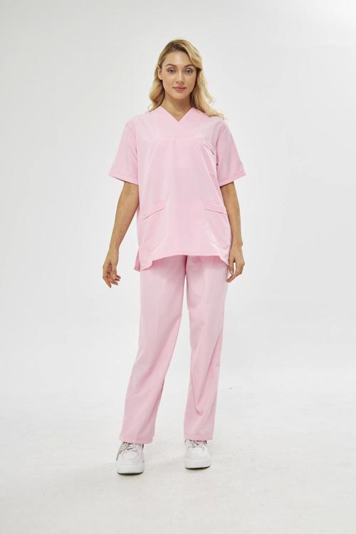 V Yaka Treecotton Pembe Hemşire Takım