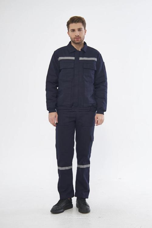 İş Takımı 7/7 Gabardin %100 Pamuk Kapitoneli Reflektörlü Kışlık
