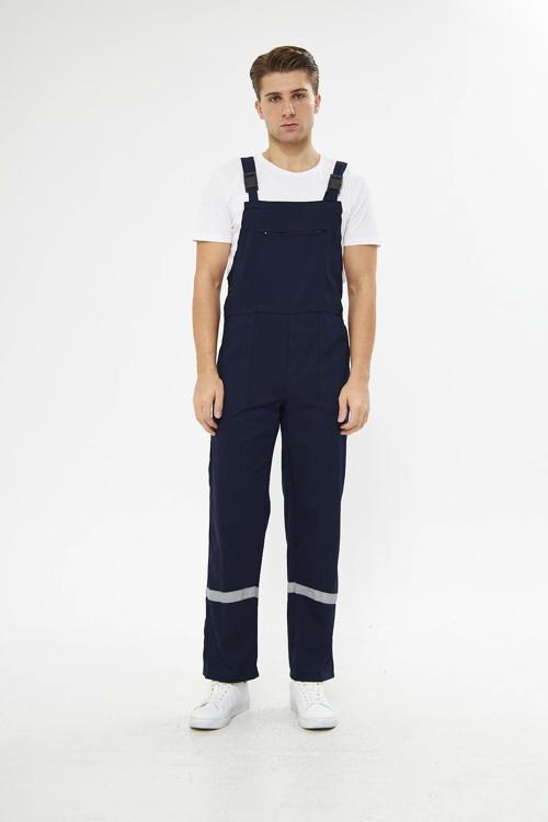 Orange Safety Bahçıvan İş Tulumu Reflektörlü %100 Pamuk Lacivert