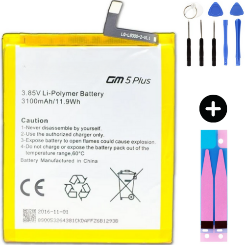 General Mobile GM 5 Plus Uyumlu Güçlendirilmiş İthal Pil + Montaj Seti