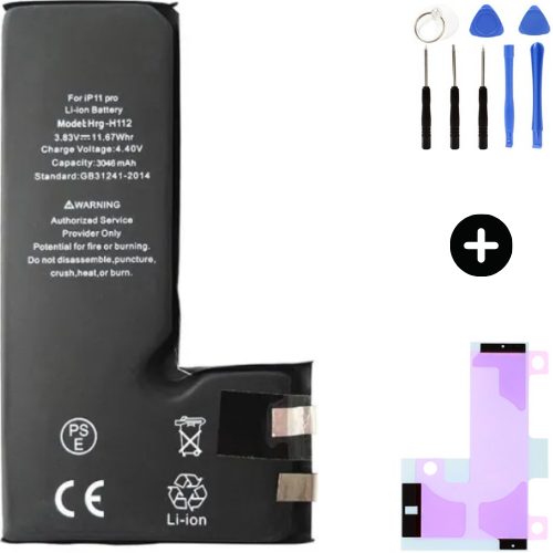 Iphone 11 Pro Uyumlu Güçlendirilmiş İthal Pil + Montaj Seti