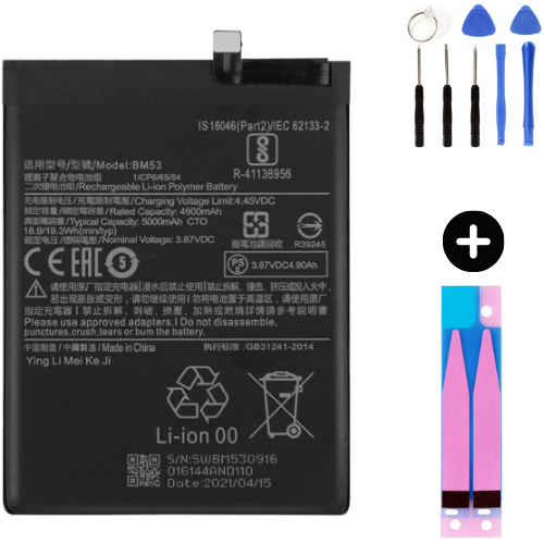 Xiaomi Mi 10T BM53 Uyumlu Güçlendirilmiş İthal Pil + Montaj Seti
