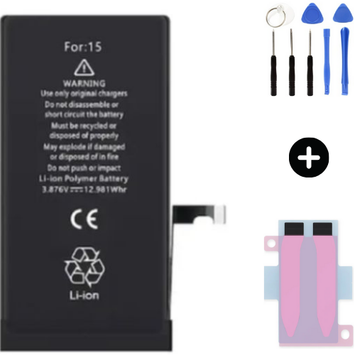 Iphone 15 Uyumlu Güçlendirilmiş İthal Pil + Montaj Seti