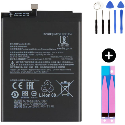 Xiaomi Redmi Note 9S BN55 Uyumlu Güçlendirilmiş İthal Pil + Montaj Seti