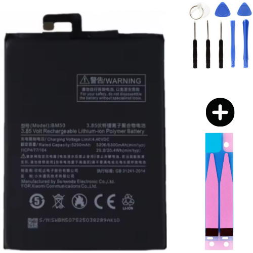 Xiaomi Mi Max 2 BM50 Uyumlu Güçlendirilmiş İthal Pil + Montaj Seti