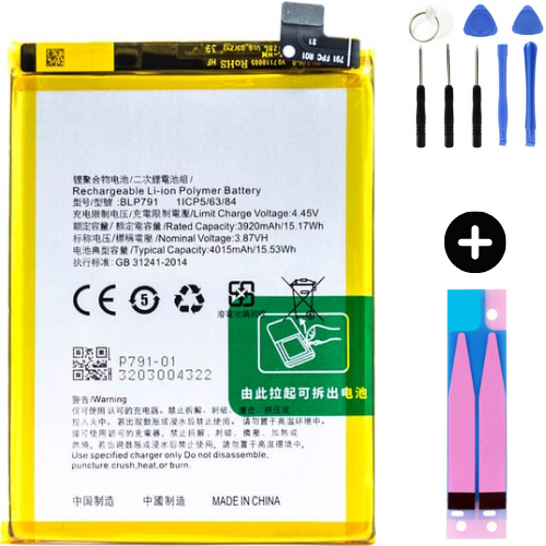 Oppo Reno 4 BLP791 Uyumlu Güçlendirilmiş İthal Pil + Montaj Seti