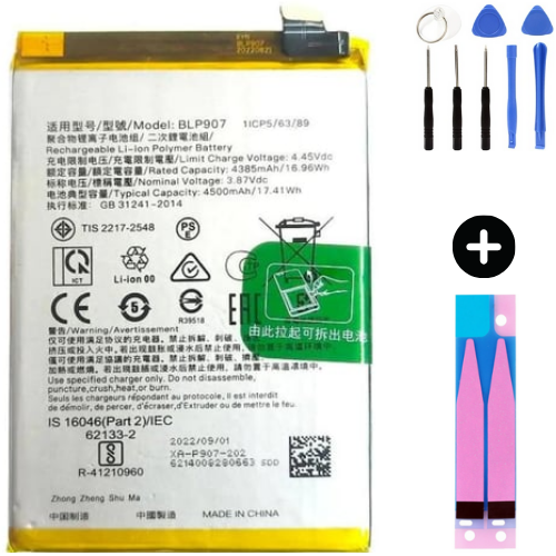 Oppo Reno 7 BLP907 Uyumlu Güçlendirilmiş İthal Pil + Montaj Seti