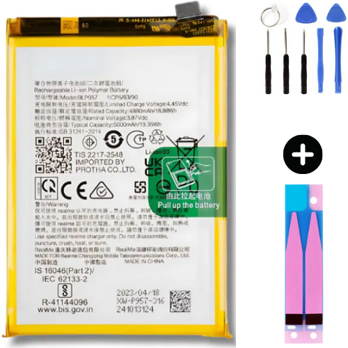 Realme 10 BLP957 Uyumlu Güçlendirilmiş İthal Pil + Montaj Seti