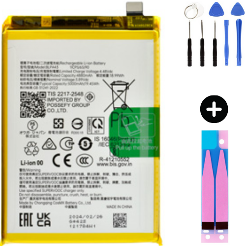 Realme 12 5G BLPA43 Uyumlu Güçlendirilmiş İthal Pil + Montaj Seti