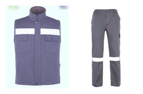 İş Takımı 7/7 Gabardin Gri %100 Pamuk Kapitoneli Reflektörlü Kışlık