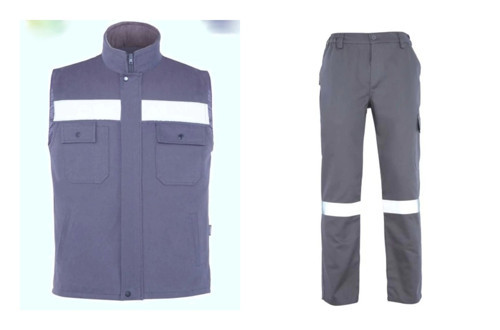 İş Takımı 7/7 Gabardin Gri %100 Pamuk Kapitoneli Reflektörlü Kışlık