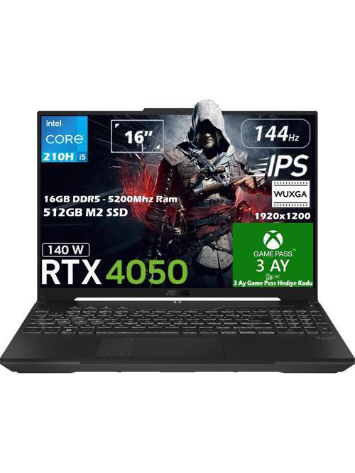 TUF Gaming F16-GAMING Intel Core 5 210H 64-GBDDR5 2 TBSSD RTX 4050 6GB (140W) 144Hz 16" IPS Panel WUXGA Windows 11 Home FX607VUAT49
