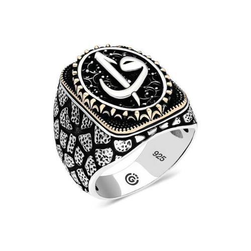 Gümüş Elif Vav Oval Erkek Yüzük SL1730