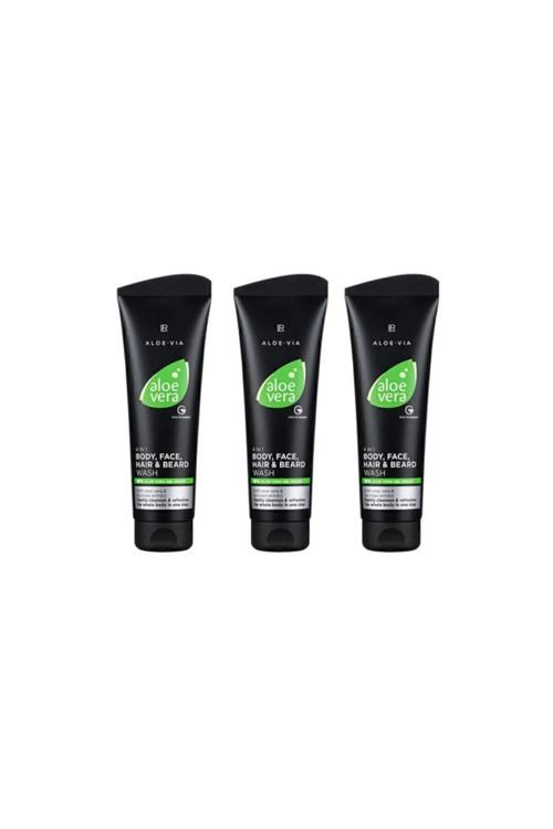 Aloe Vera 4’Ü 1 Arada Saç Ve Vücut Şampuanı & Yüz Ve Sakal Yıkama Jeli 250Ml (3 Adet)