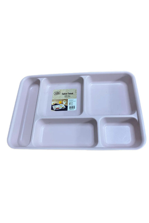 5 Bölmeli Plastik Tabldot Kahvaltı Piknik Servis Tabağı 21X31X3,3Hcm 50 Adet