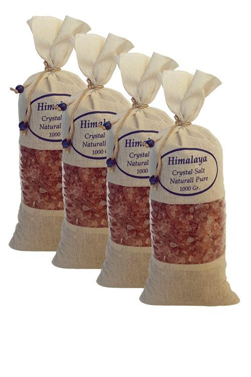 Himalaya Tuzu 4 Kg. Bez Torbada (1kg.x4ad.) Iri Taneli Pembe Renk Himalaya Orijinal Tuz