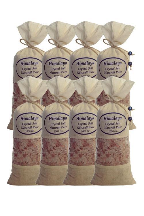 Himalaya Tuzu 8 Kg. Bez Torbada Iri Taneli Açık Pembe Renk Himalaya Orijinal Tuz Himalayan Salt