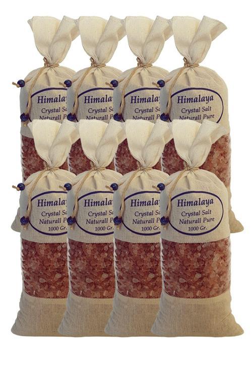 Himalaya Tuzu 8 Kg. Bez Torbada (1kg.x8ad.) Iri Taneli Pembe Renk Himalaya Orijinal Tuz