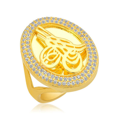 Gümüş Gold Tuğralı Bayan Yüzük SL4374