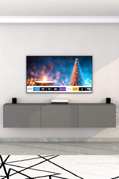 3 Kapaklı Duvar Monte Tv Sehpası Beyaz Antrasit