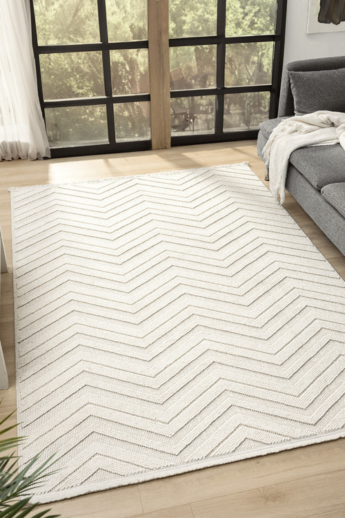 Fizy Beyaz Halı Loop Sisal Halı Modern Dokuma Oturma Odası Salon Halısı 13797A
