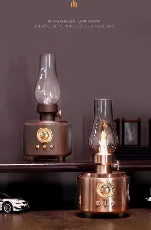 C-210 Nostaljik Retro Gaz Lambası Taşınabilir Bluetooth Hoparlör Rose Gold