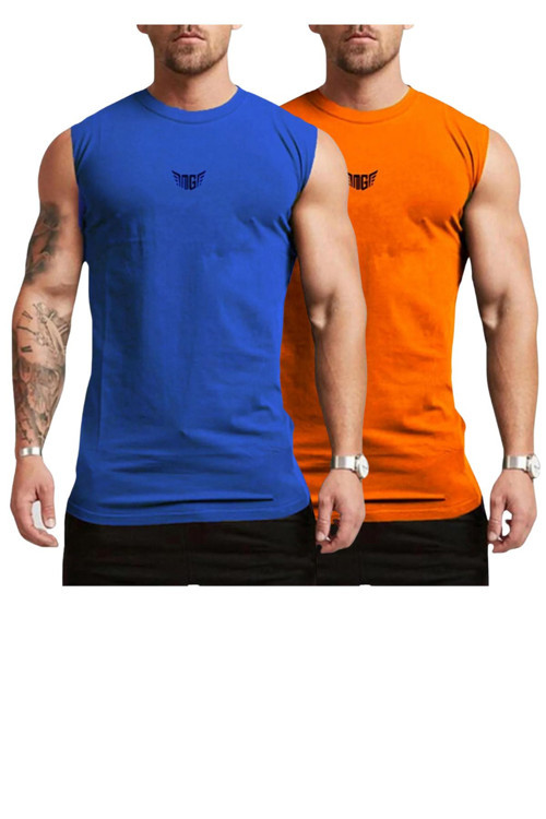 Erkek Nem Emici Hızlı Kuruma Atletik Teknik Performans Sporcu Sıfır Kol T-Shirt Mg-Atlet2 Turuncu S