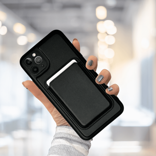 İphone 11 Pro Max Orji̇nal Deri̇ Magsafe Kartlikli Kilif Si̇yah