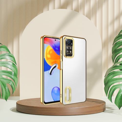 Xi̇aomi̇ Redmi̇ Note 11 Pro Yanlari Renkli̇ Lens Korumali Logo Gösteren Mega Kilif Gold