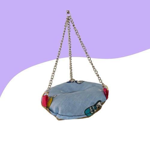 Muhabbet Kuşu Hamak Salıncak 10Cm Mavi Desenli