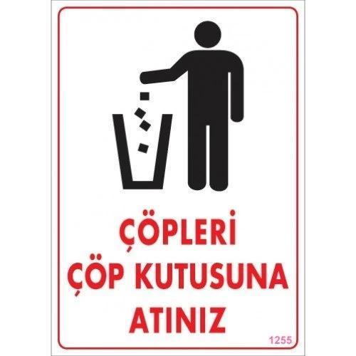 Pvc Levha "Çöpleri Çöp Kutusuna Atınız" 25*35 cm