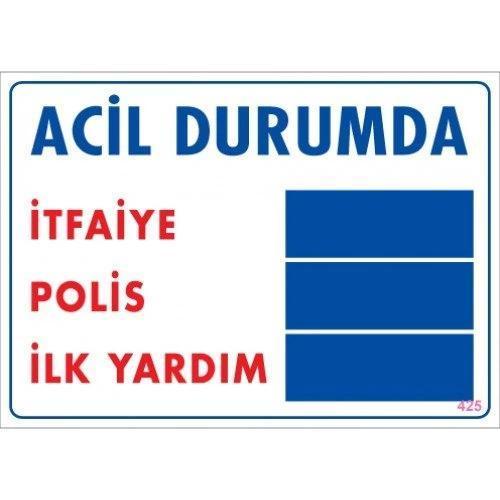 Pvc Levha "Acil Durumda" 25X35 Cm
