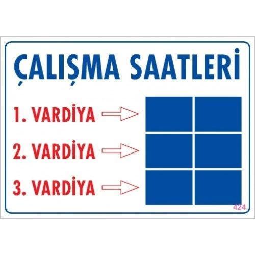 Pvc Levha "Çalışma Saatleri" 25X35 Cm