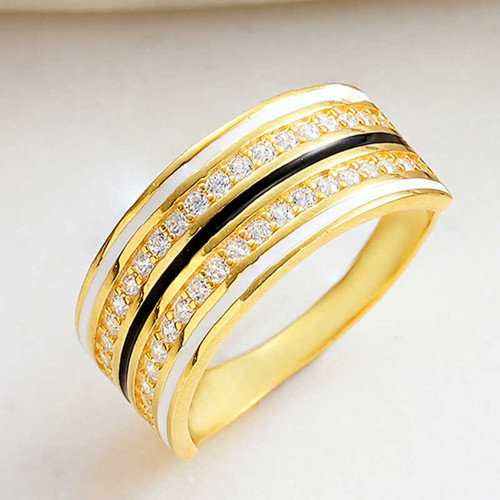 Gümüş Gold Zirkon Taşlı Kadın Yüzük SL6201