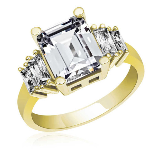 Gümüş Gold Baget Taşlı Bayan Yüzük SL4470
