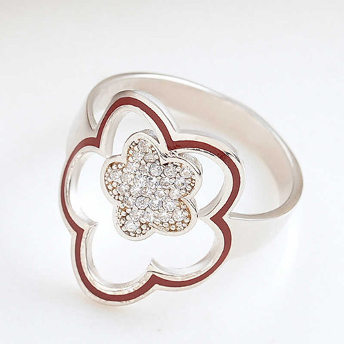Gümüş Çiçek Desenli Kadın Yüzük SL6196