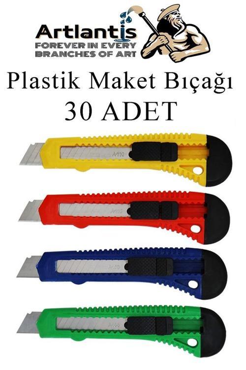 Maket Bıçağı Plastik Büyük Boy 30 Adet 18 mm Plastik Falçata Bıçağı Büyük Boy