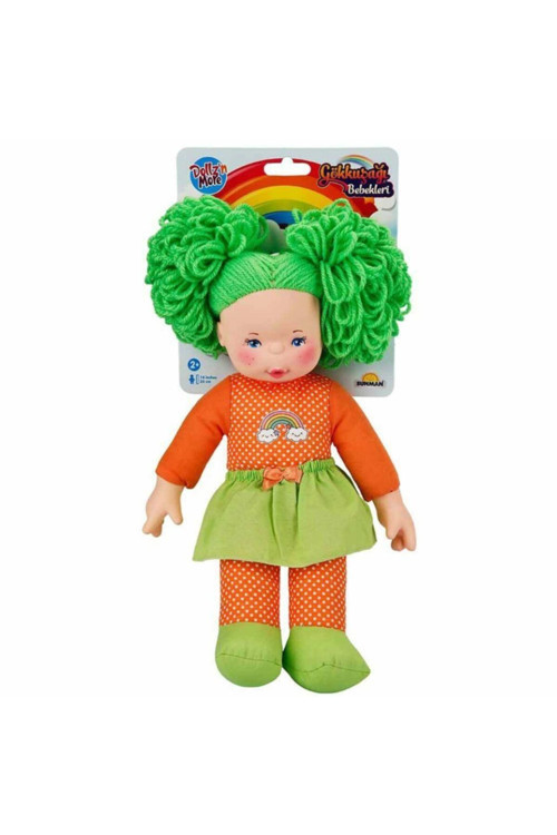 Kum Gökkuşağı Bebekleri Saçlı Dolgu Bebek 35 Cm - Yeşil