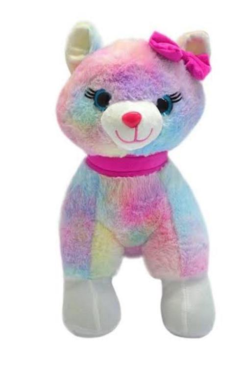 Oyuncak Pilli Miyavlayan Tokalı Peluş Kedi 40 Cm