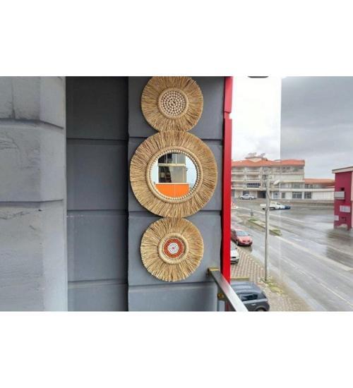 Dekoratif Aynalı Duvar Süsü 3'lü Set
