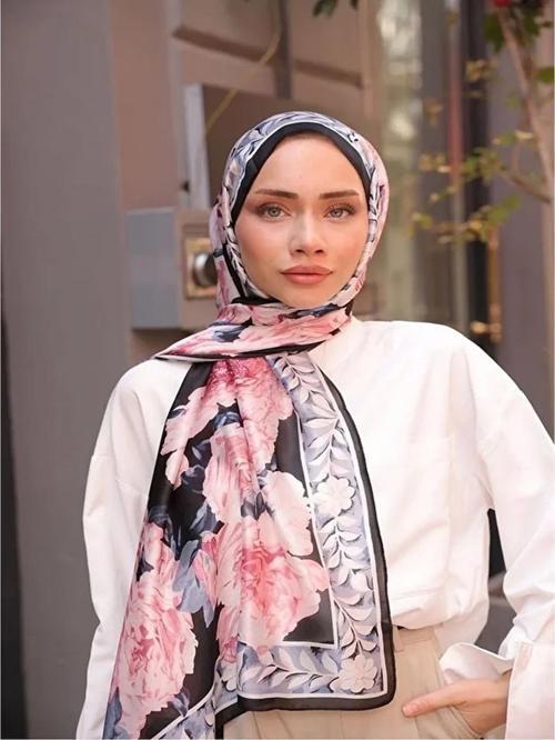 Soft Gül Desen Ipek Vual Şal Diorel