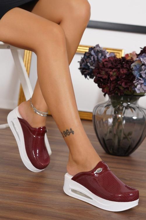 Bordo Renk Kadın Airmax Ortopedik Anatomik Sabo Terlik Doktor, Hemşire, Aşçı, Güzellik Merkezi